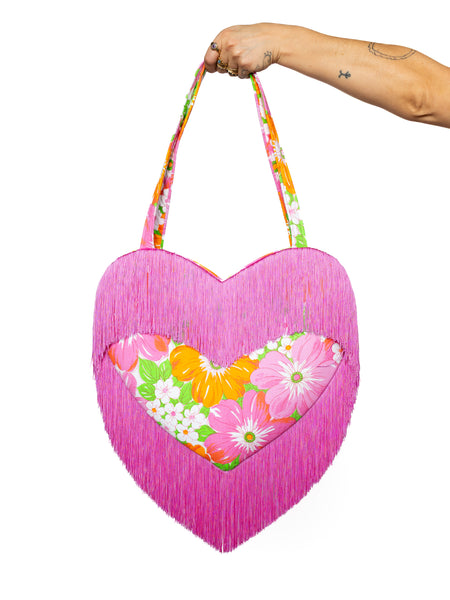 Vintage Pink Love Bomb Fringe Bag