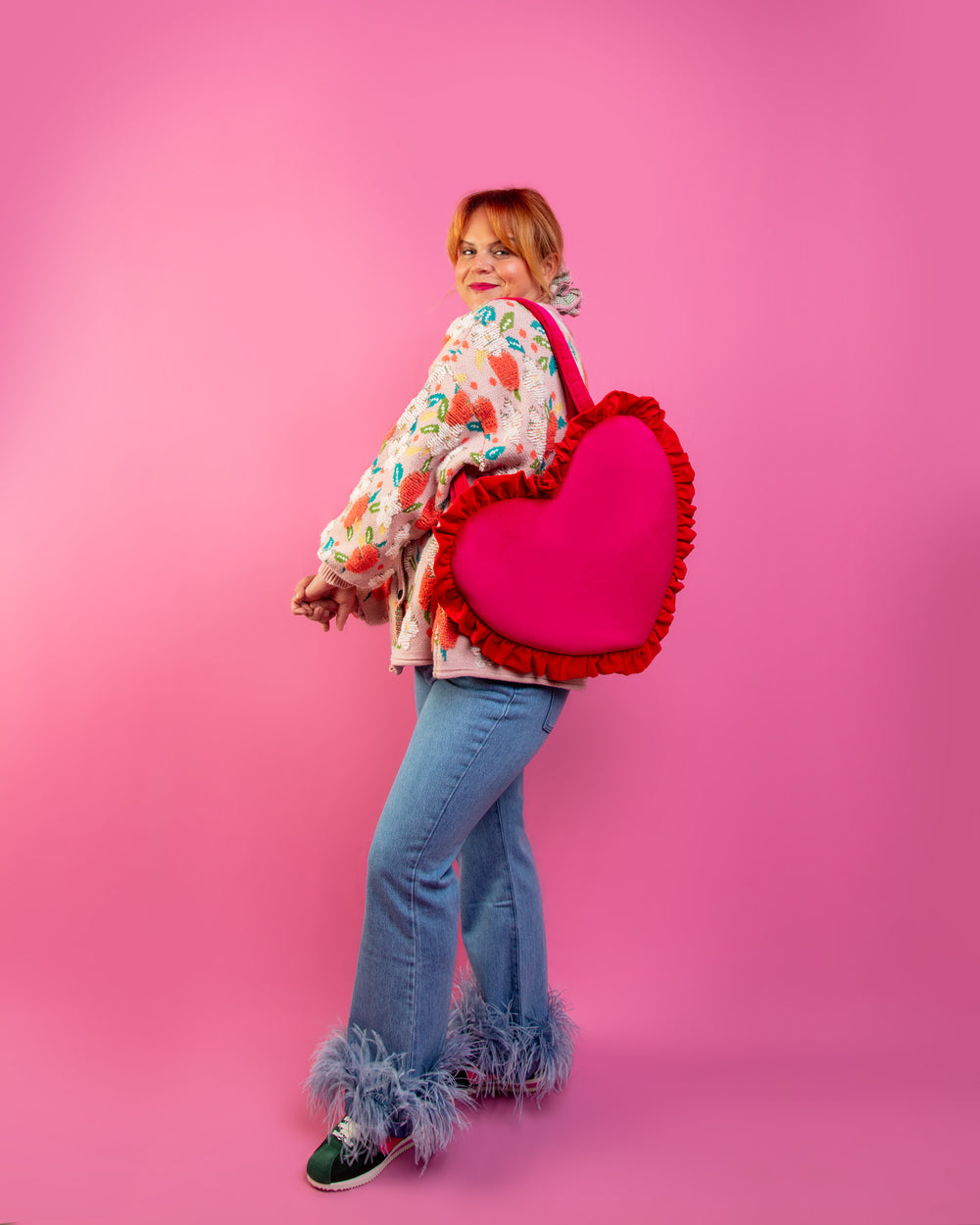 Birdie - Velvet Maxi Love Bomb Heart Bag