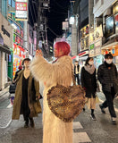 Laptop Love Bomb Leopard Print Frill Heart Bag (Pre Order for December)