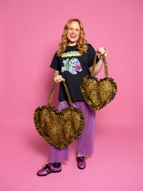Snazzy Leopard Maxi and Mini Love Bomb Heart Bag