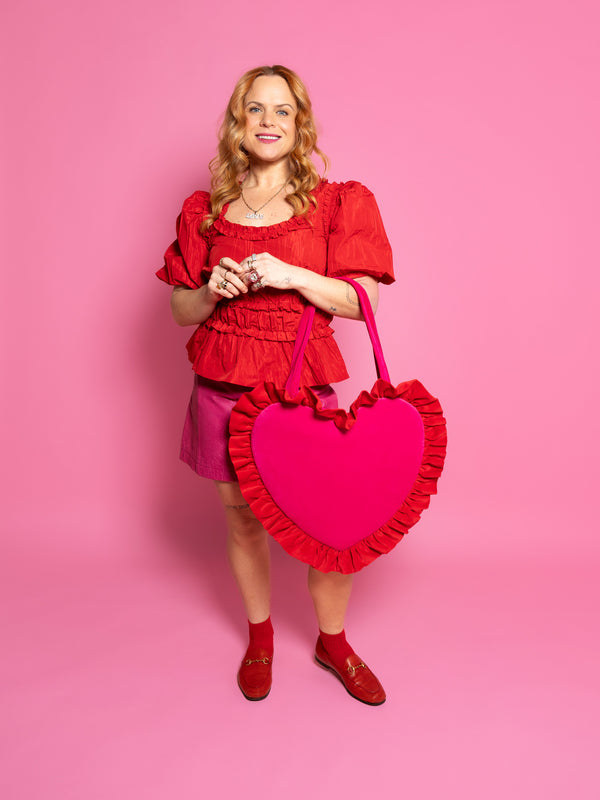 Birdie - Velvet Maxi Love Bomb Heart Bag