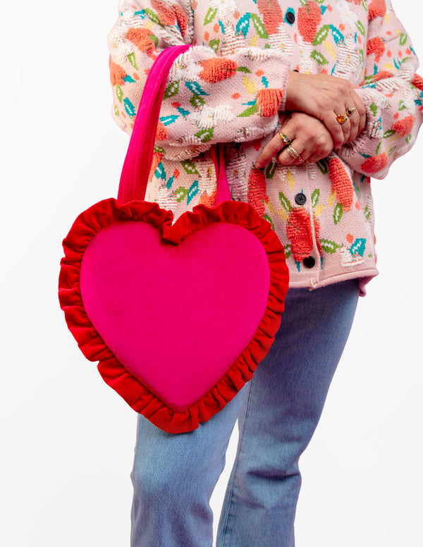 Birdie - Velvet Maxi Love Bomb Heart Bag
